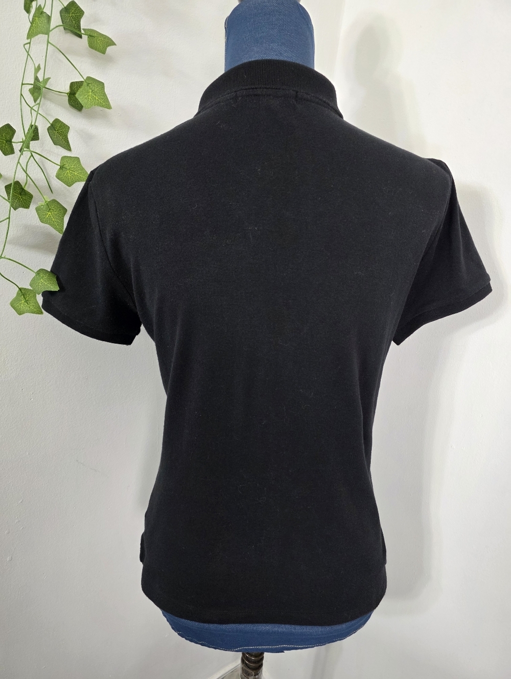 Lauren Ralph Lauren Black Short Sleeve Polo Shirt Gold Hardware Size M - Picture 5 of 8